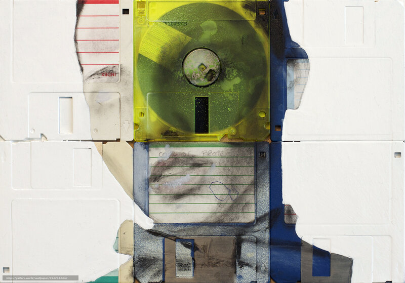 Artistic collage of floppy disks