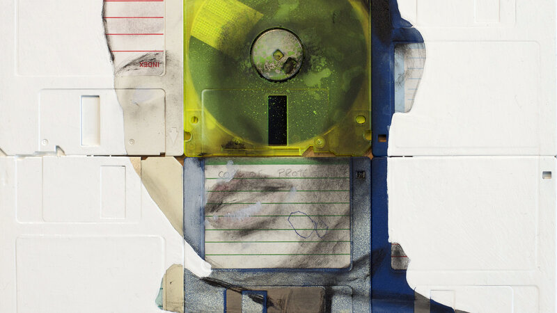 Artistic Collage of Floppy Disks — White