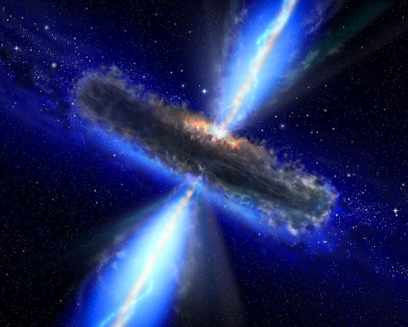 Artistic depiction of a quasar
