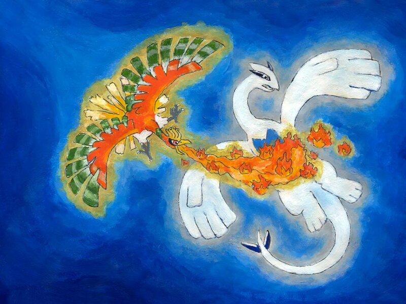 Artistic depiction of Pokémon battle