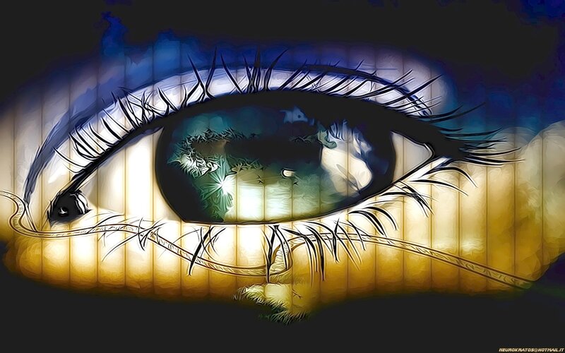 artistic eye with glowing reflection