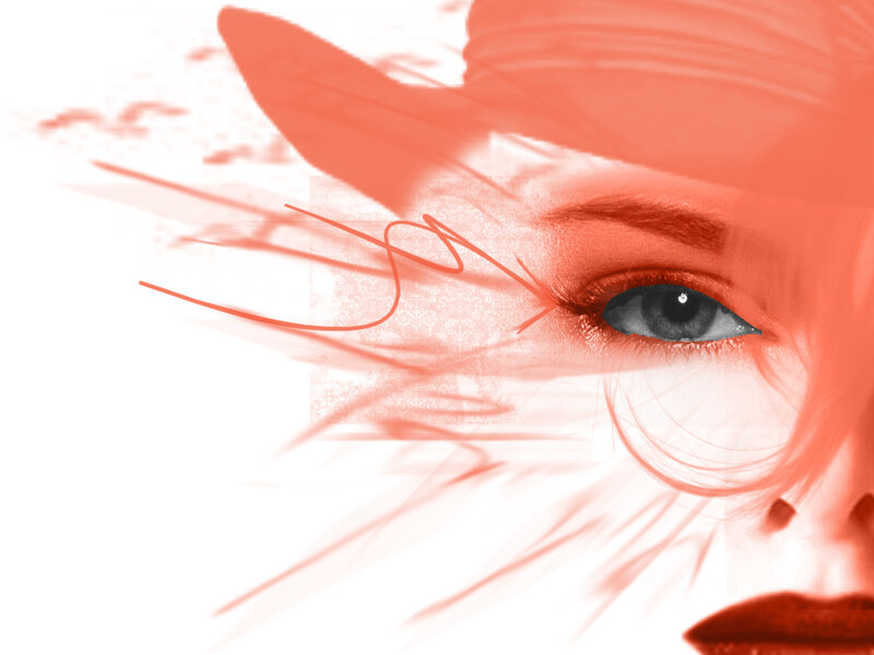 artistic eye with red overlay