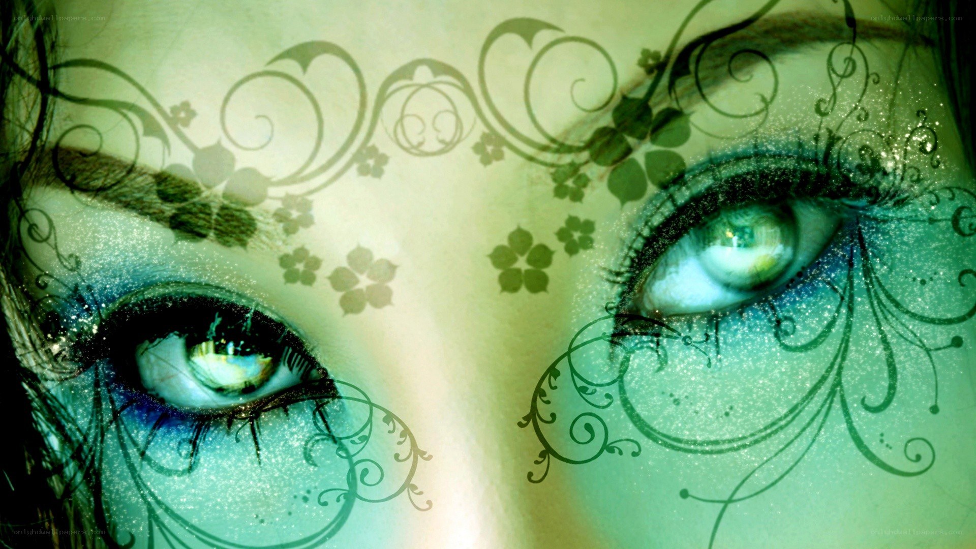 artistic eyes with floral patterns