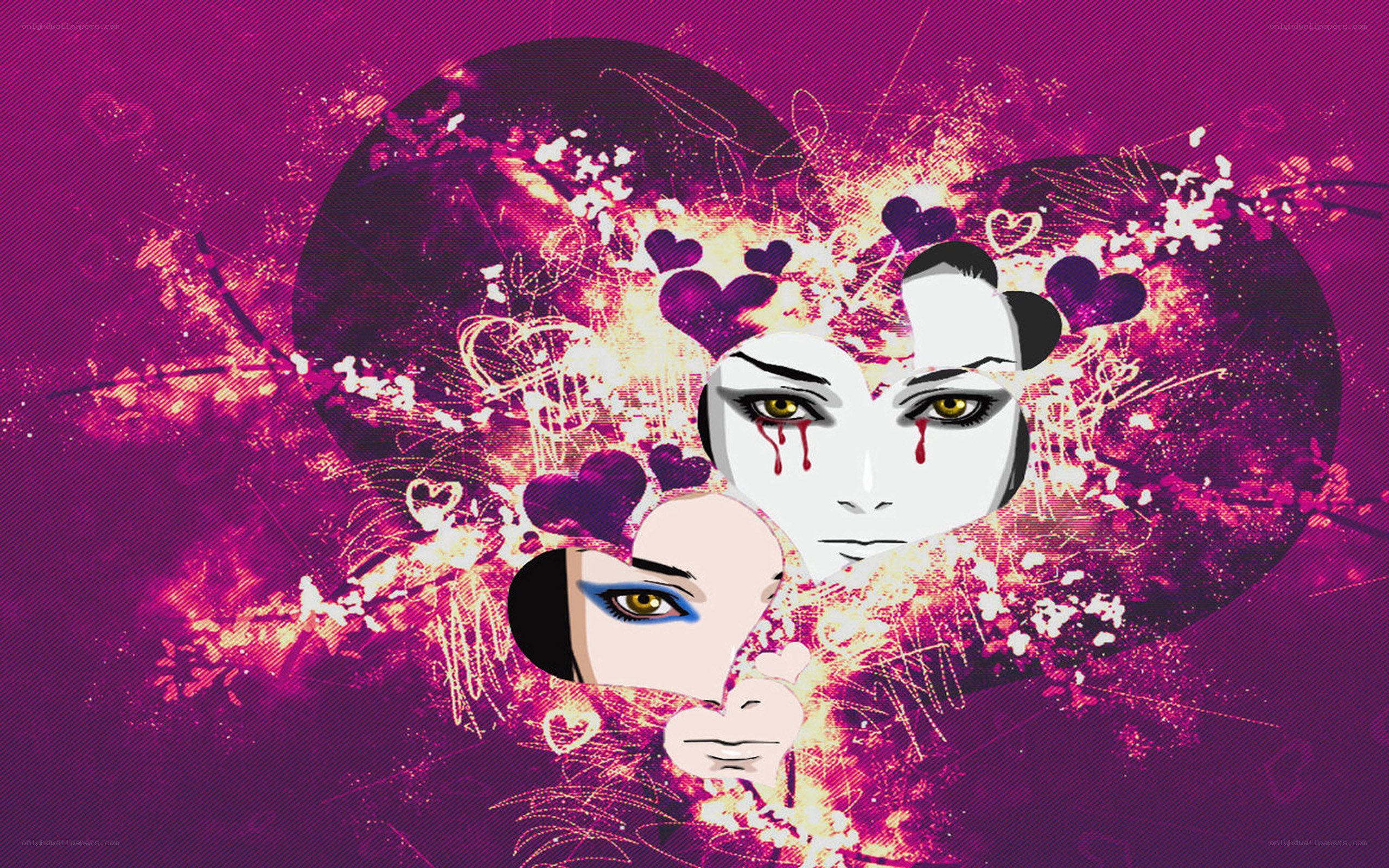 artistic face collage with hearts