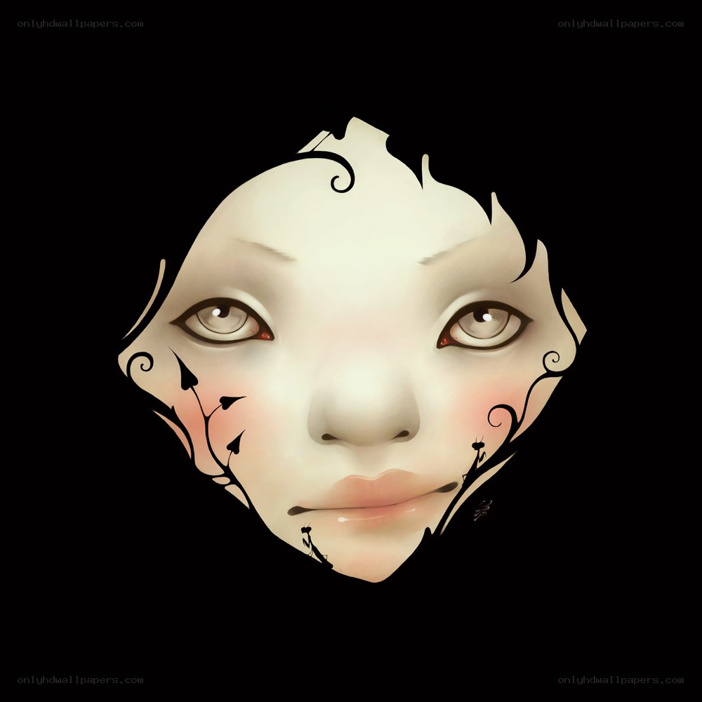 artistic face with floral patterns