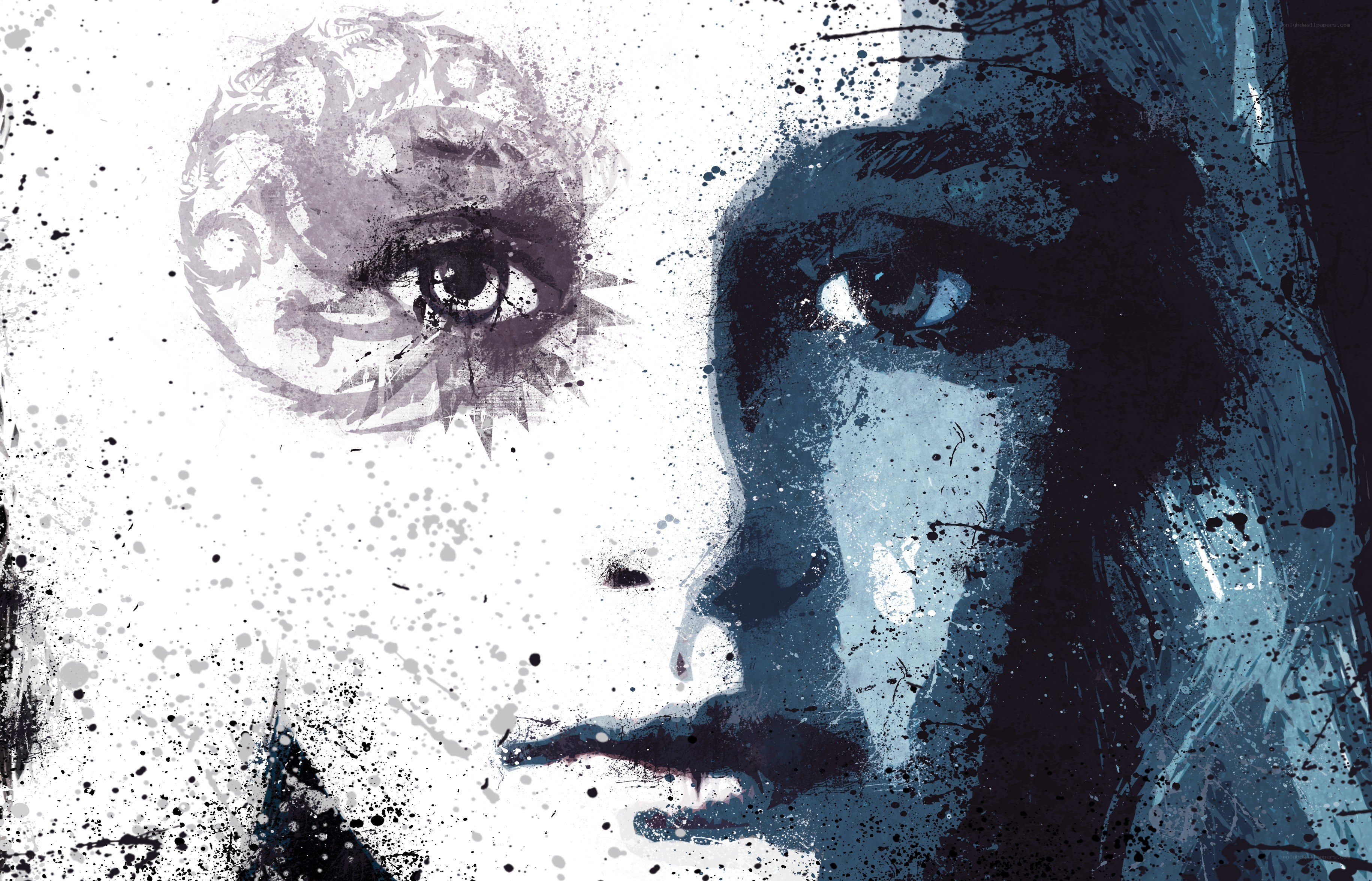 artistic face with splatter effect
