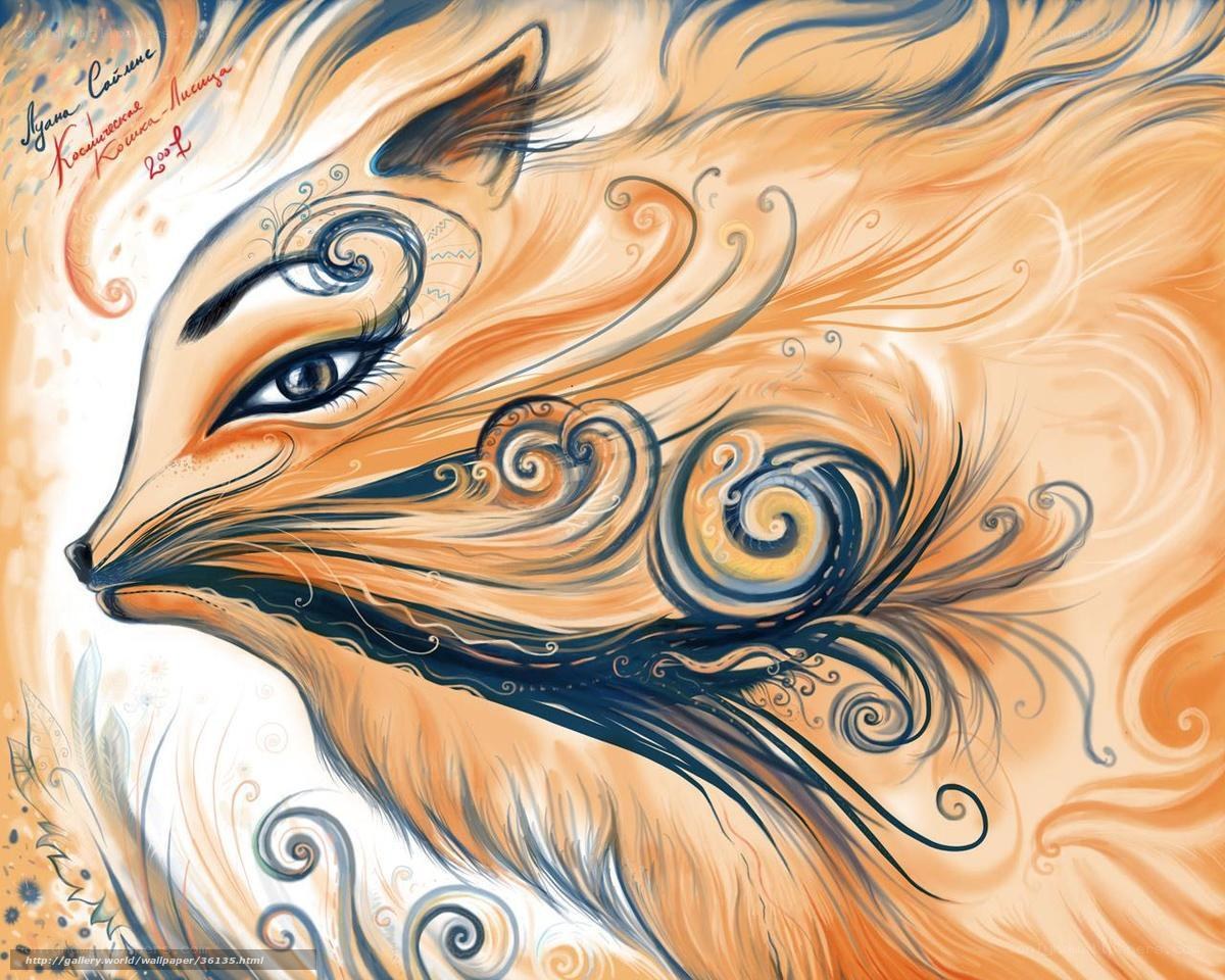 Artistic fox with swirls