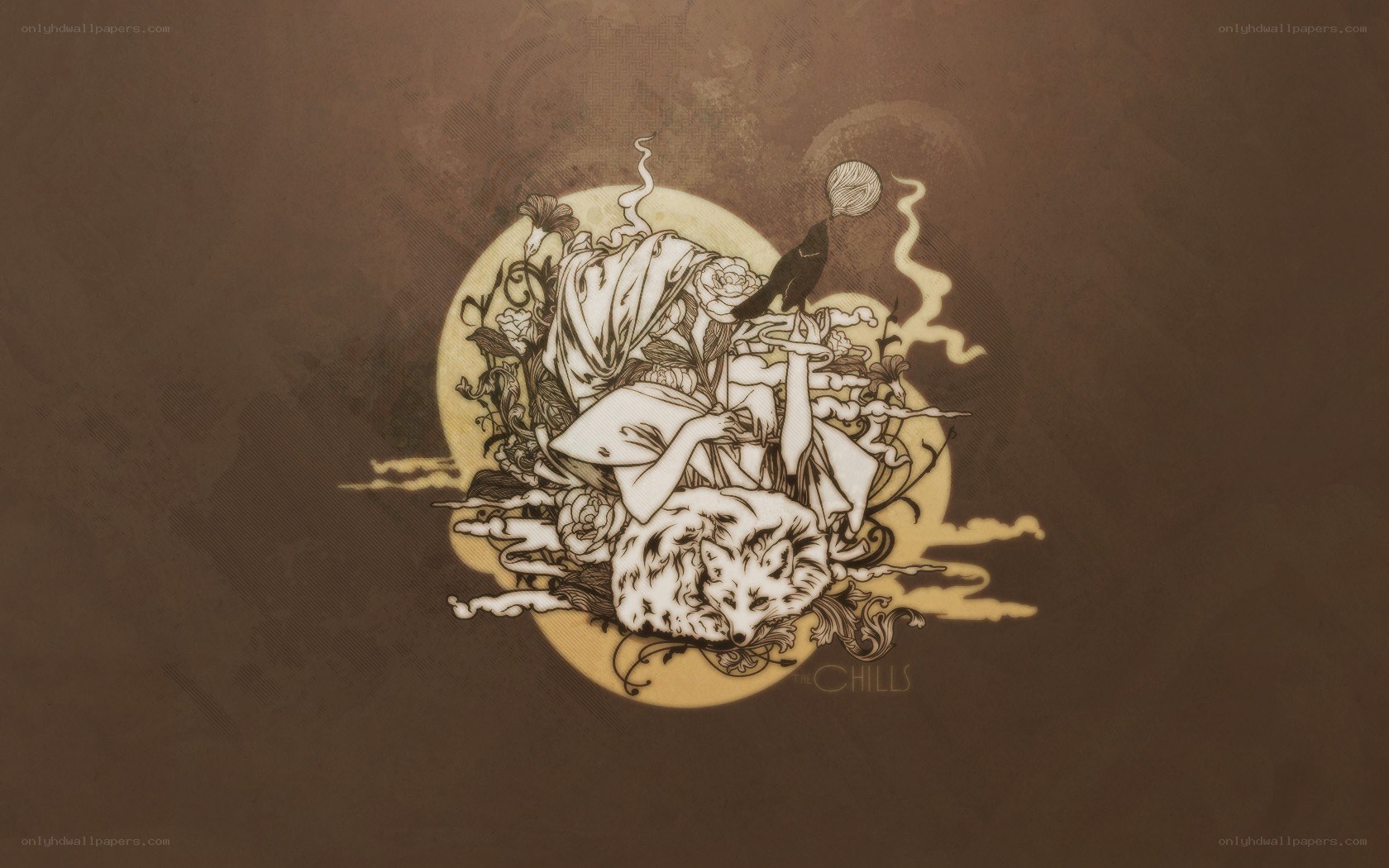 artistic illustration with fox and moon