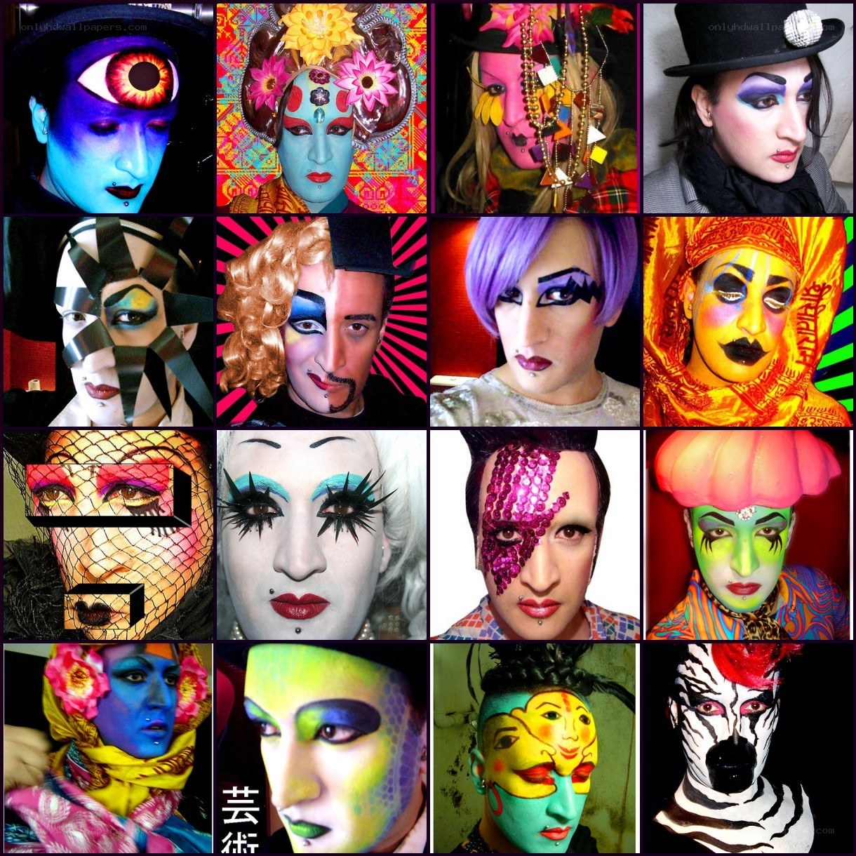 Artistic makeup and costume collage