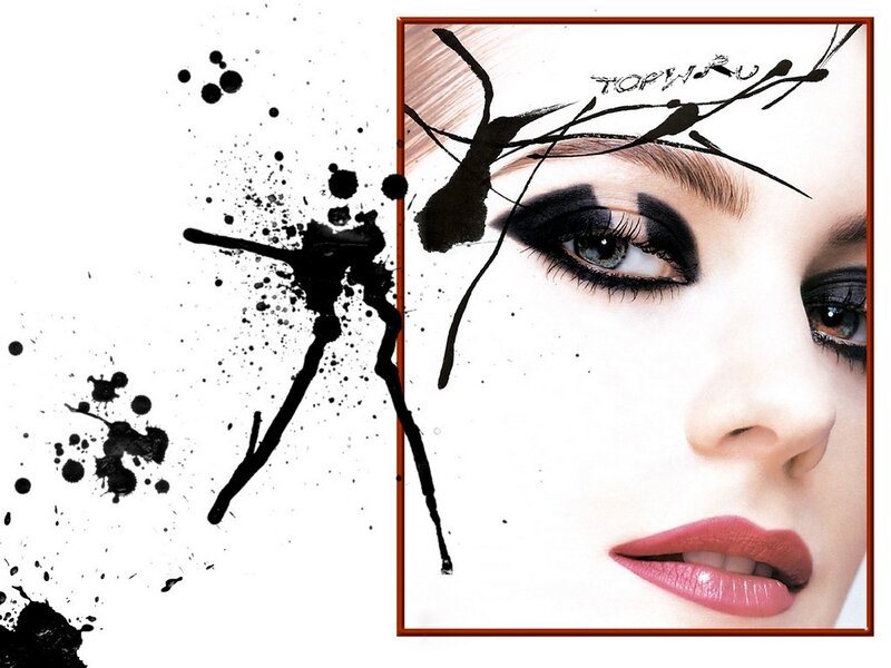 artistic makeup with ink splatters