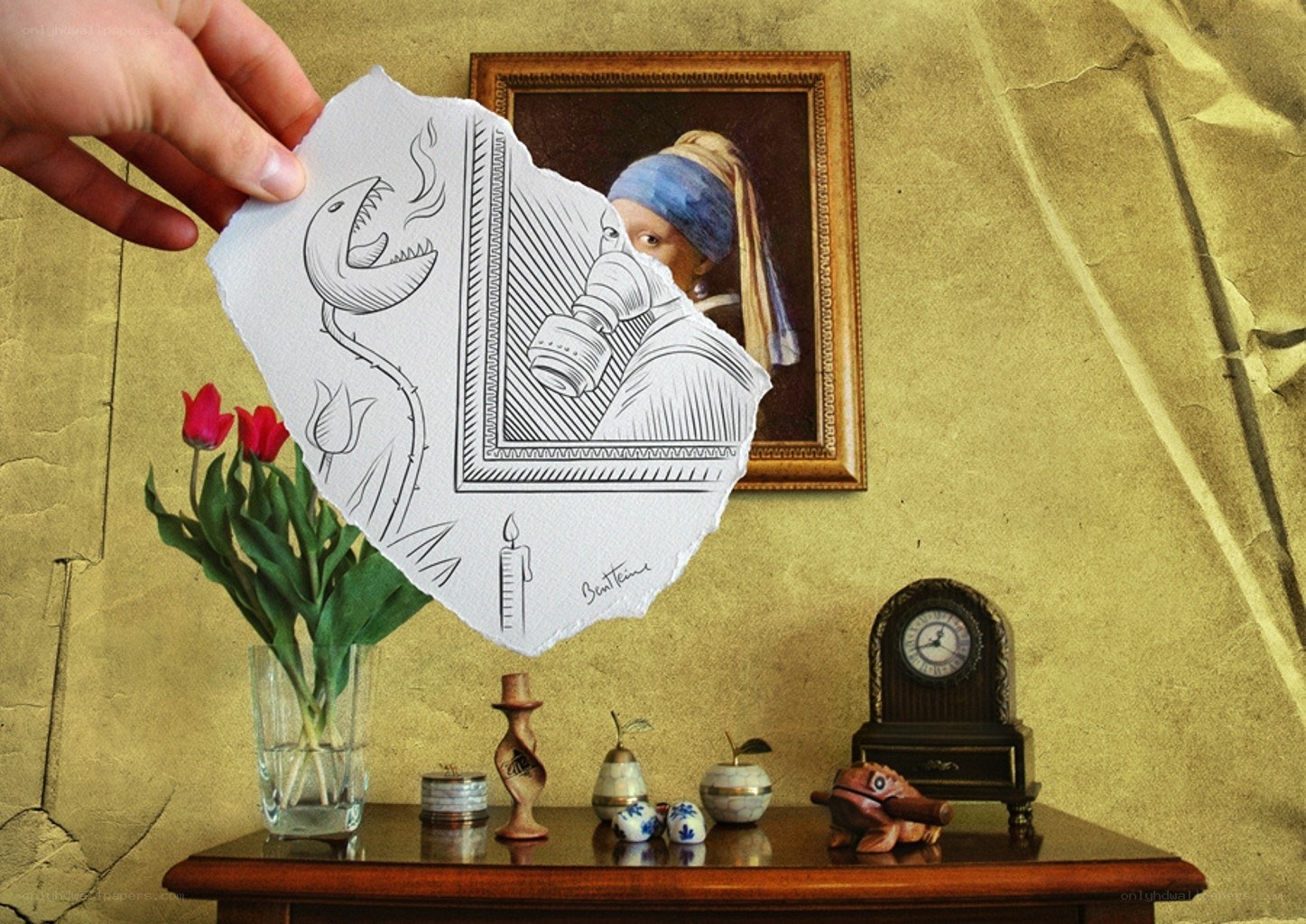 Artistic paper cutout scene