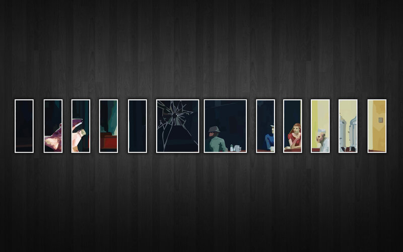 artistic photo series on dark wall