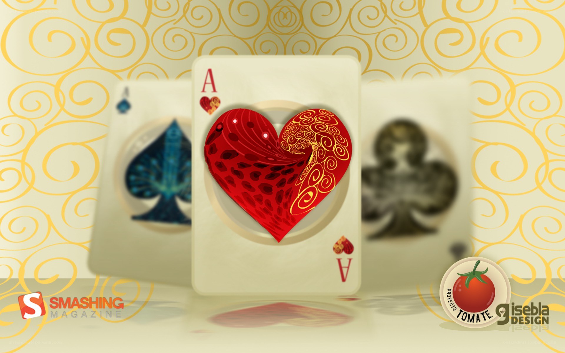 Artistic playing cards with heart design