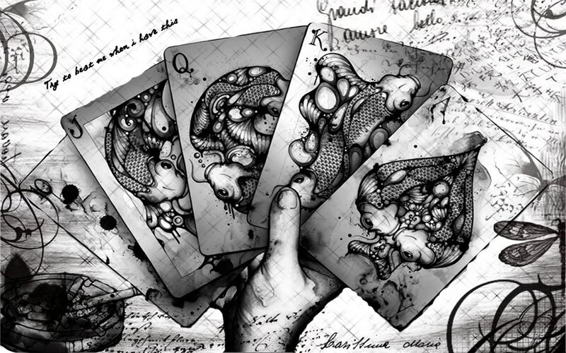 Artistic playing cards with koi fish