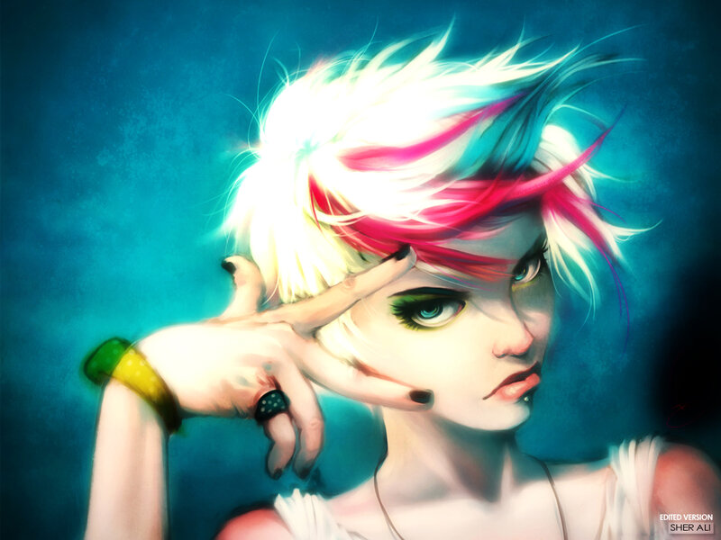 artistic portrait of a punk girl