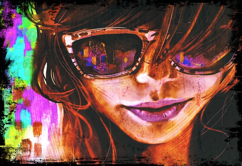 artistic portrait of a woman with sunglasses