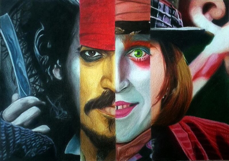 Artistic portrait of three characters
