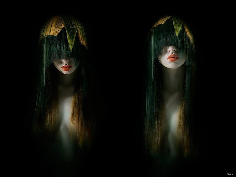 Artistic portrait of two figures