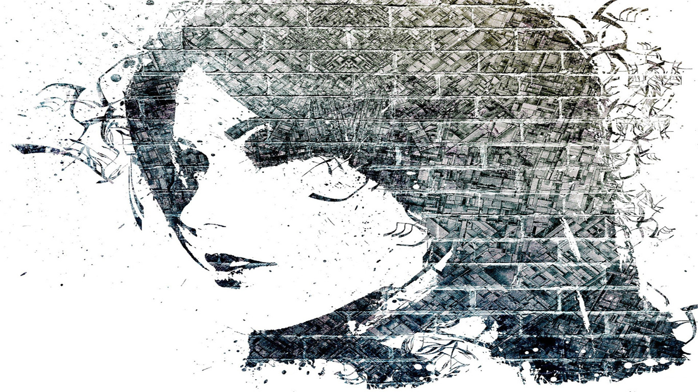 artistic portrait with brick texture