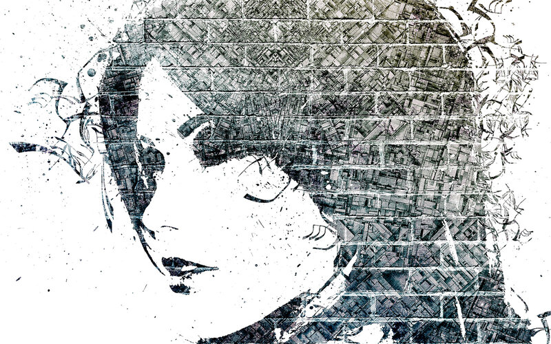 artistic portrait with brick texture