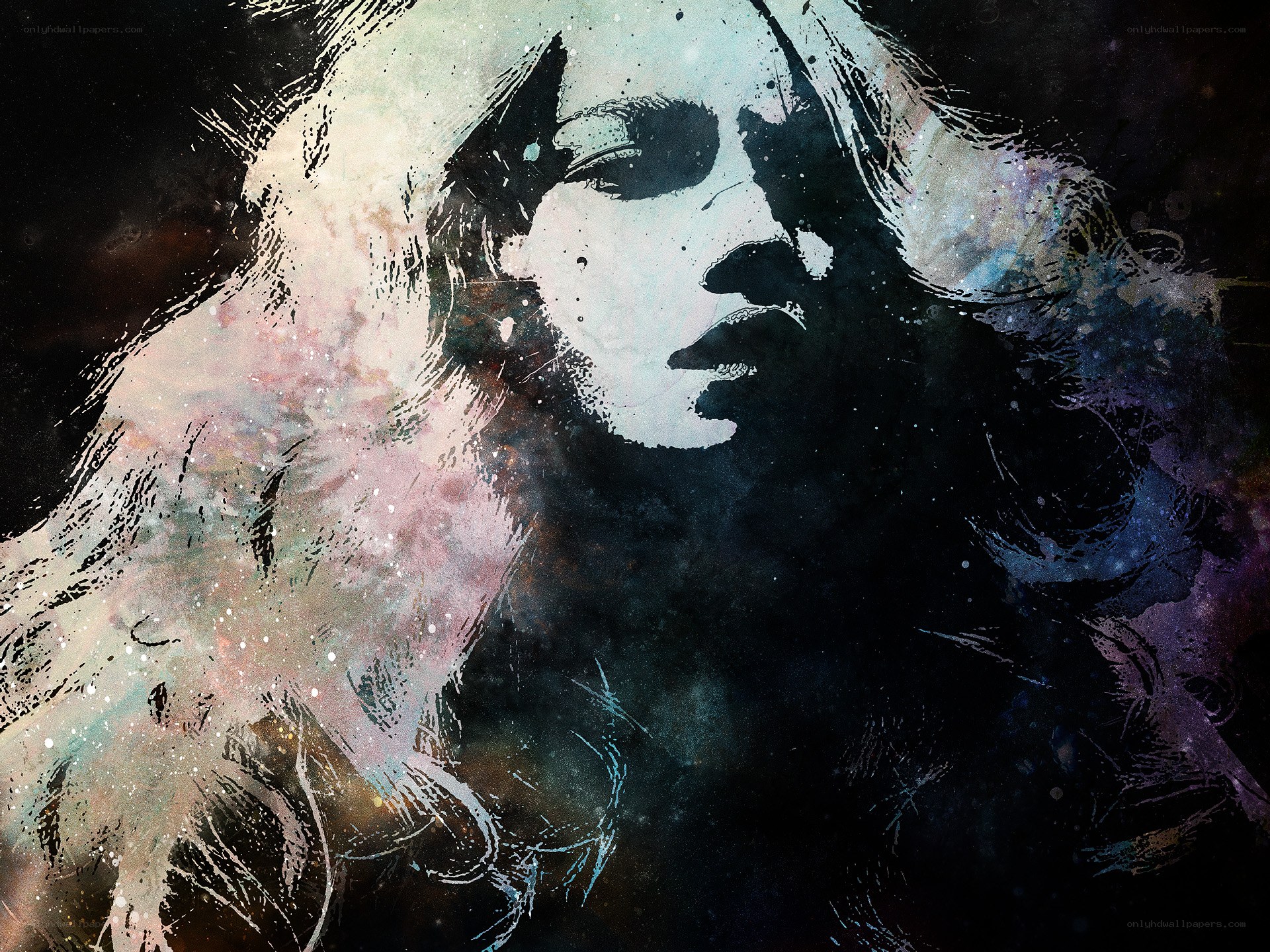 artistic portrait with cosmic background