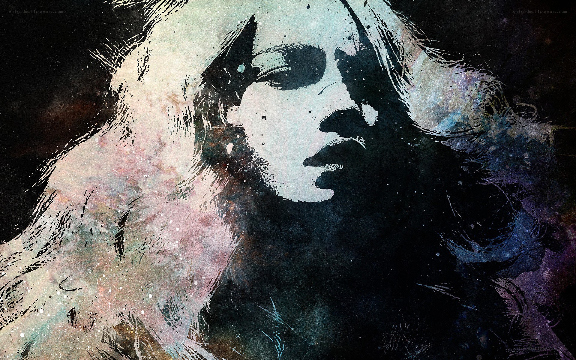 artistic portrait with cosmic background