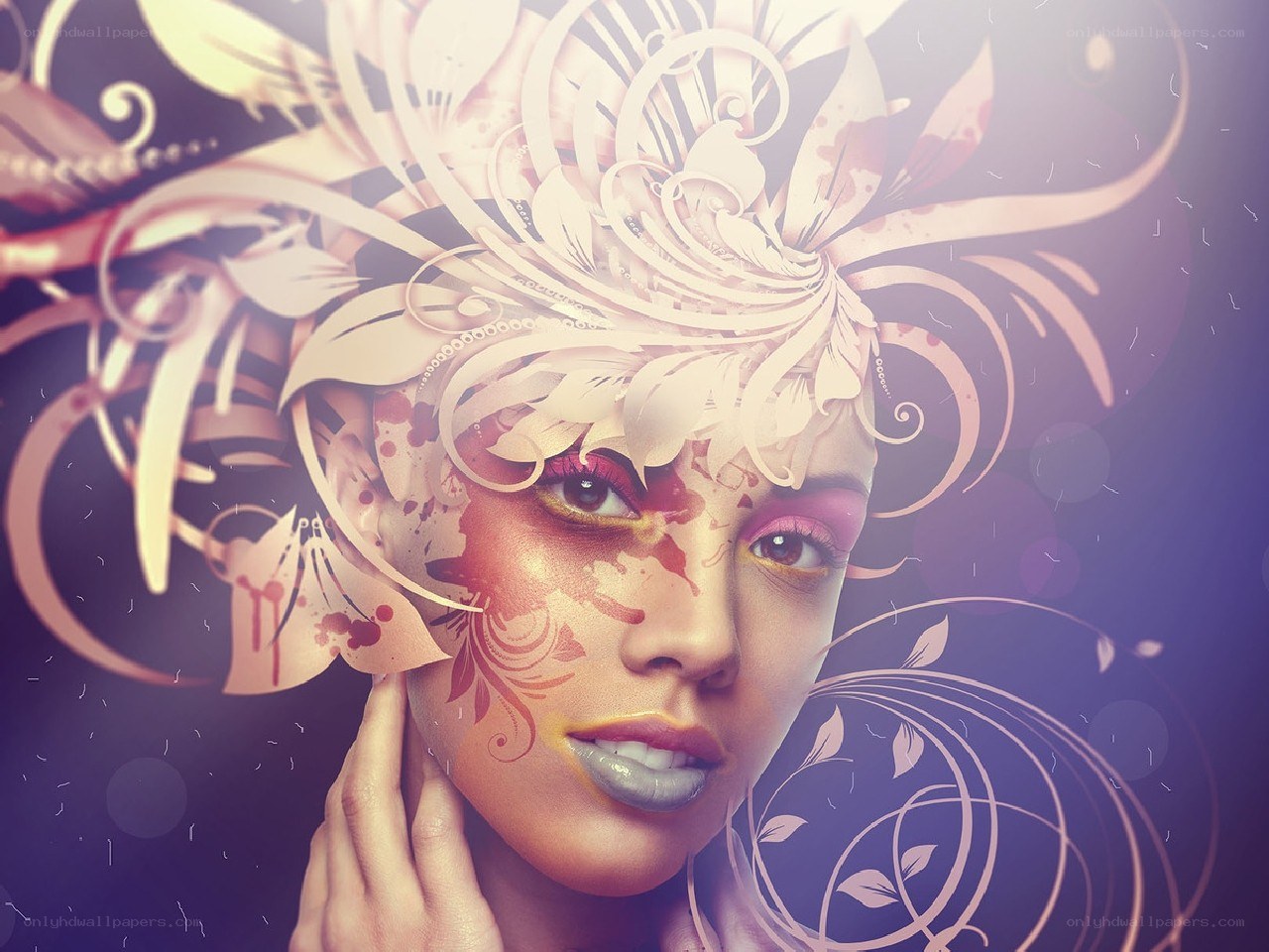 artistic portrait with floral design