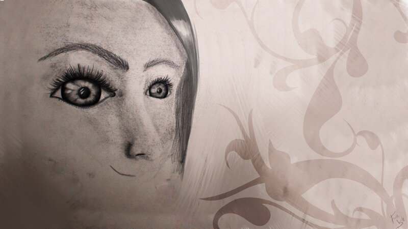 artistic portrait with floral design