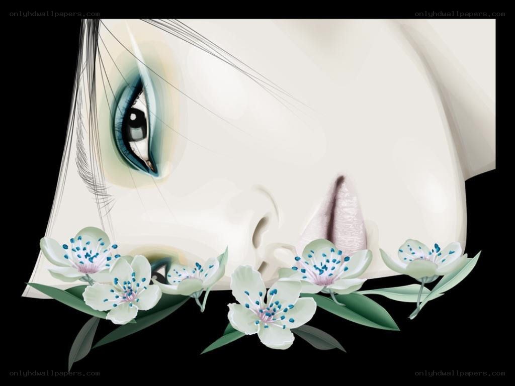 artistic portrait with flowers