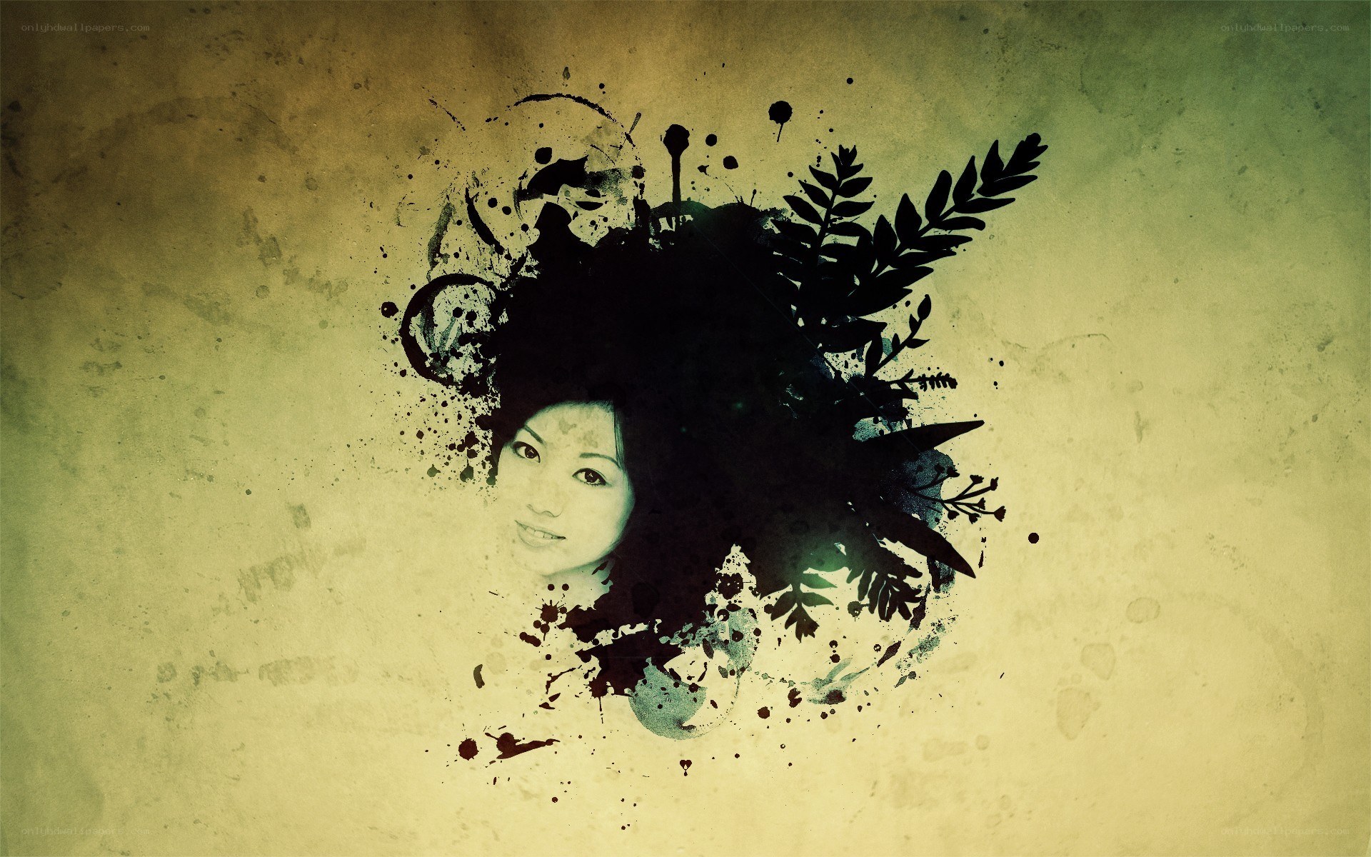 artistic portrait with ink splatter