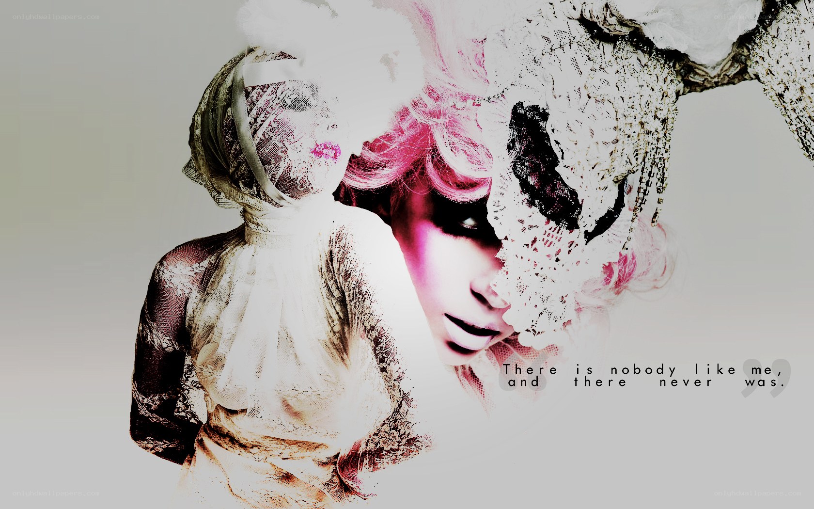 artistic portrait with lace and text