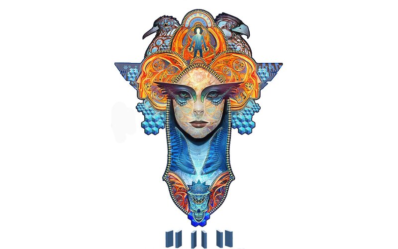 artistic portrait with ornate headdress