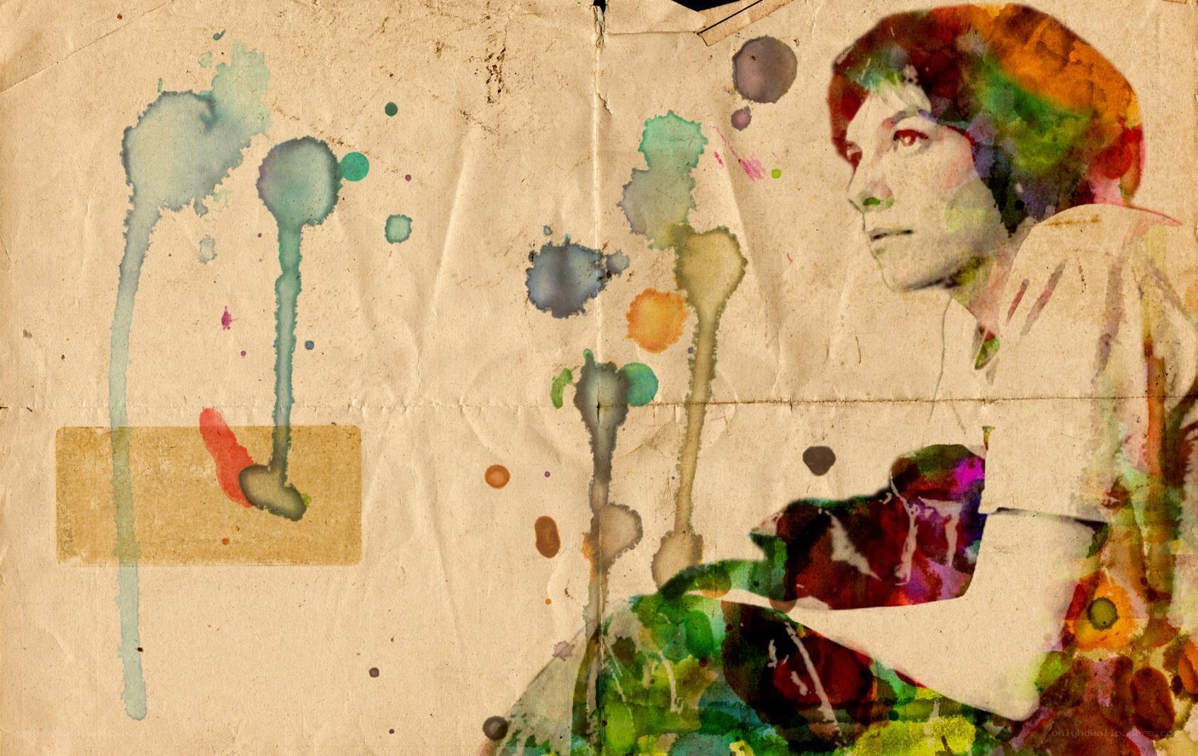 artistic portrait with paint splatters