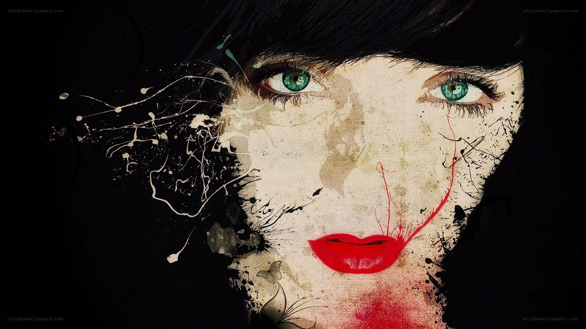 artistic portrait with red lips