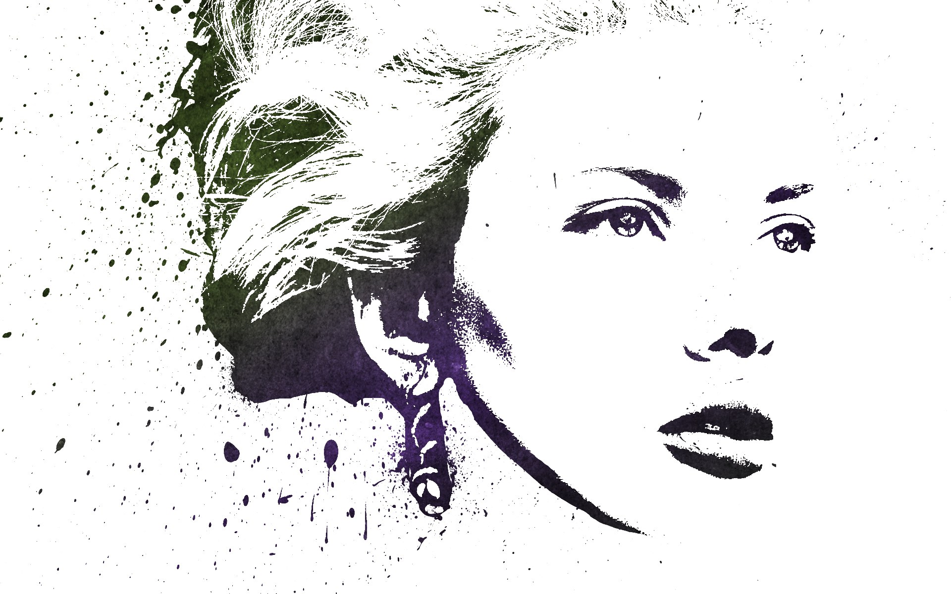 artistic portrait with splatter effect