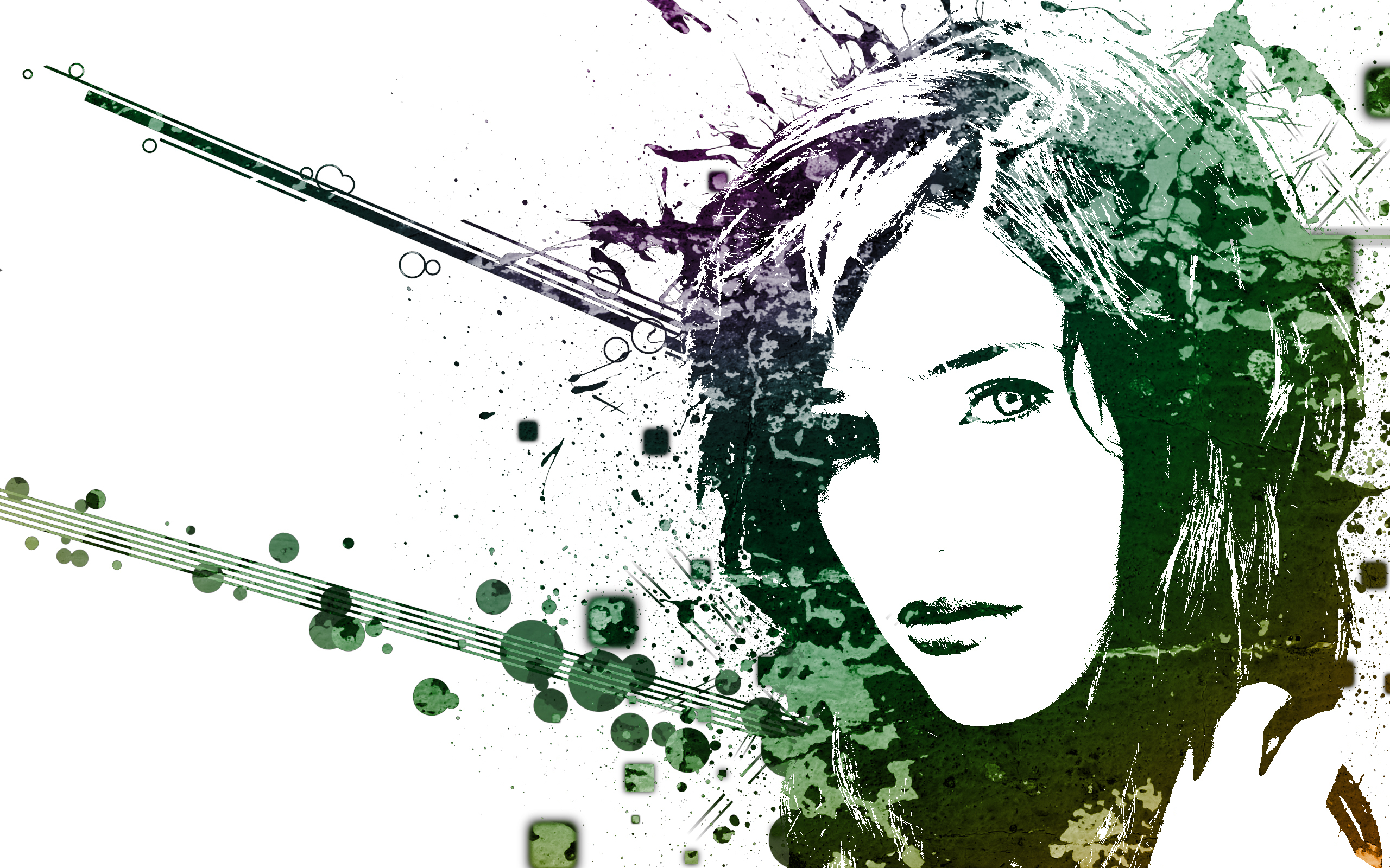 artistic portrait with splatter effects