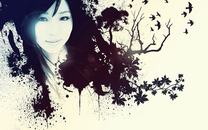 artistic portrait with splatter effects