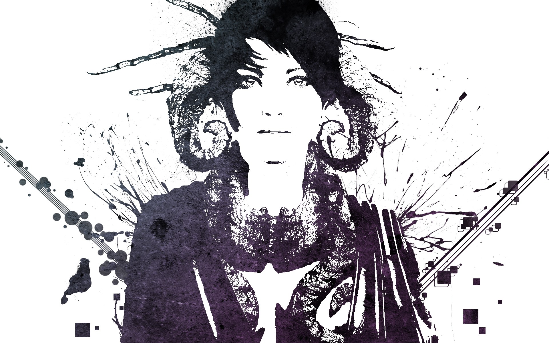 artistic portrait with splatter effects
