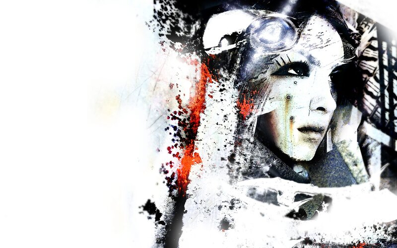 artistic portrait with splattered paint