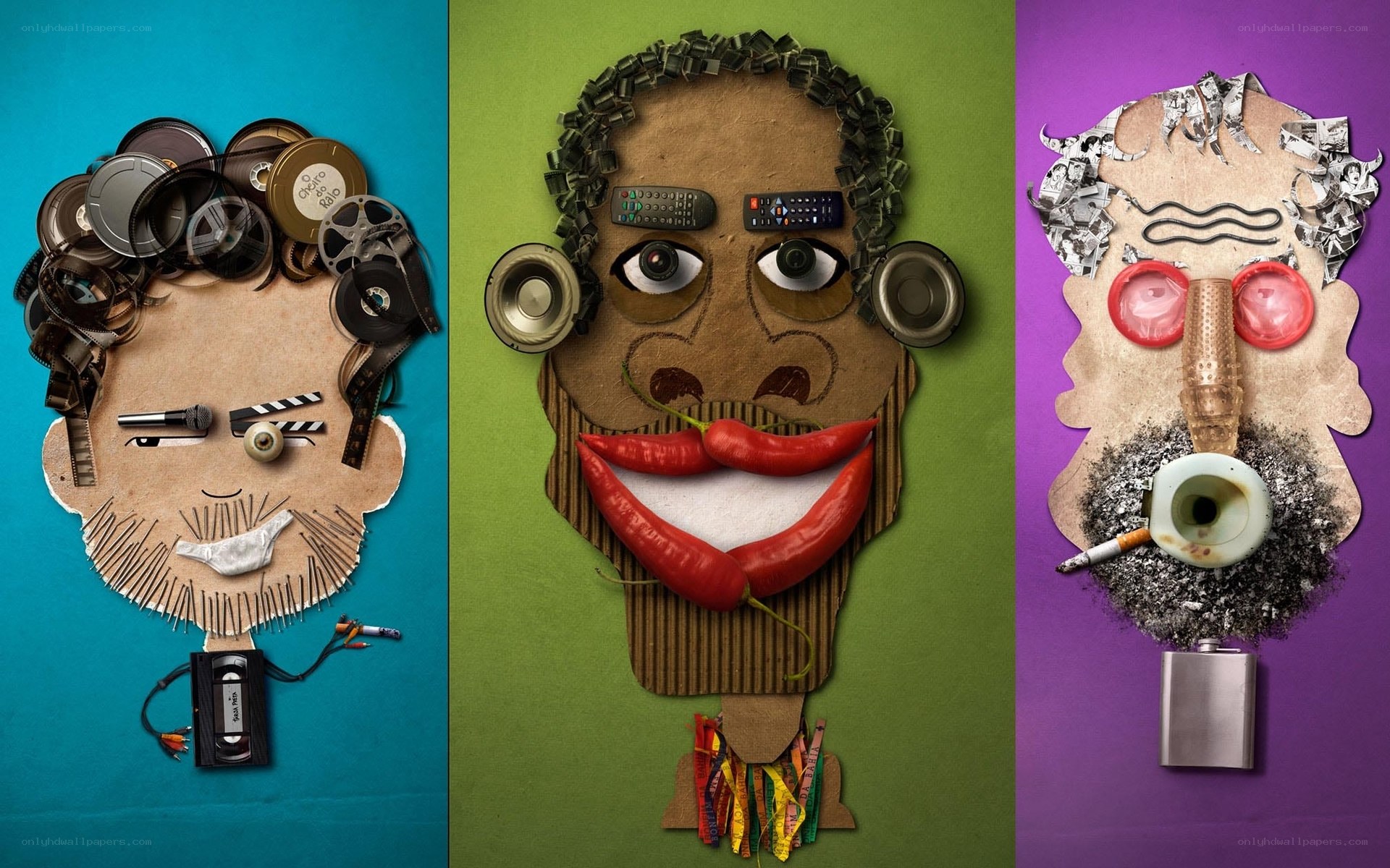 Artistic portraits from recycled materials