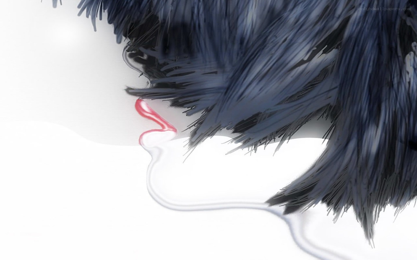 artistic profile with red lips