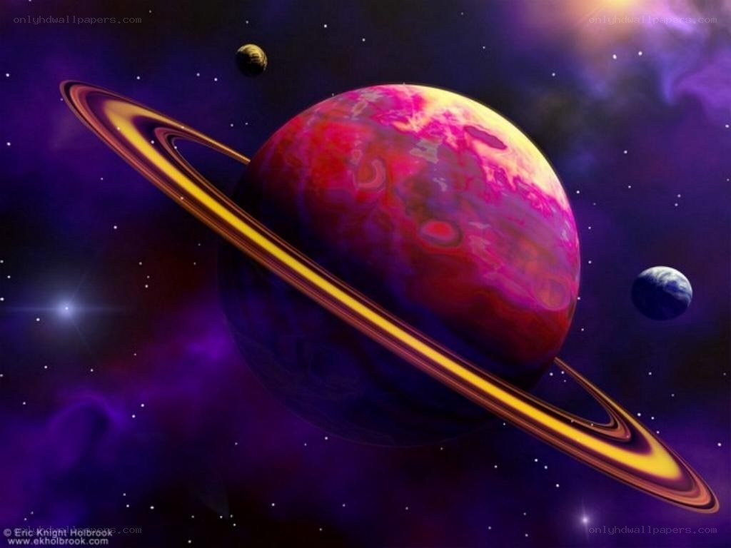 Artistic space planet with rings
