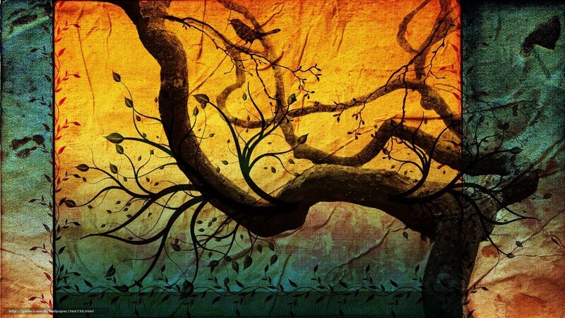 Artistic tree with bird silhouette