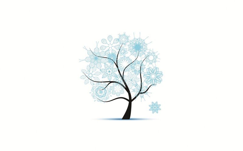 artistic tree with snowflakes