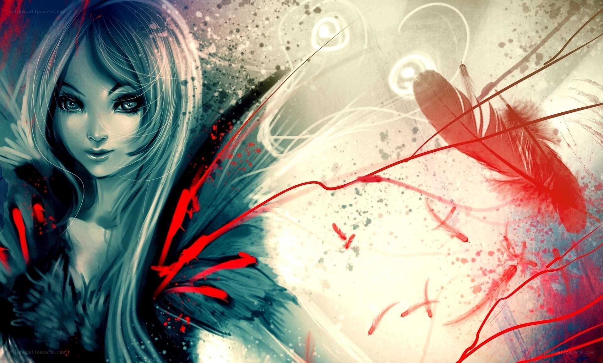 artistic woman with feathers