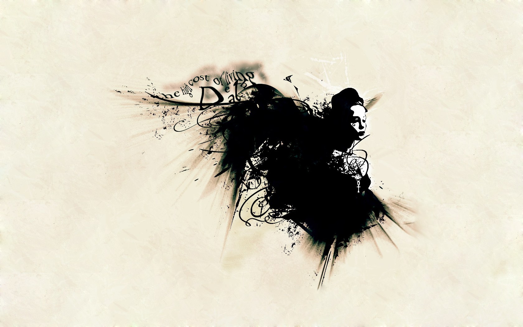 artistic woman with text