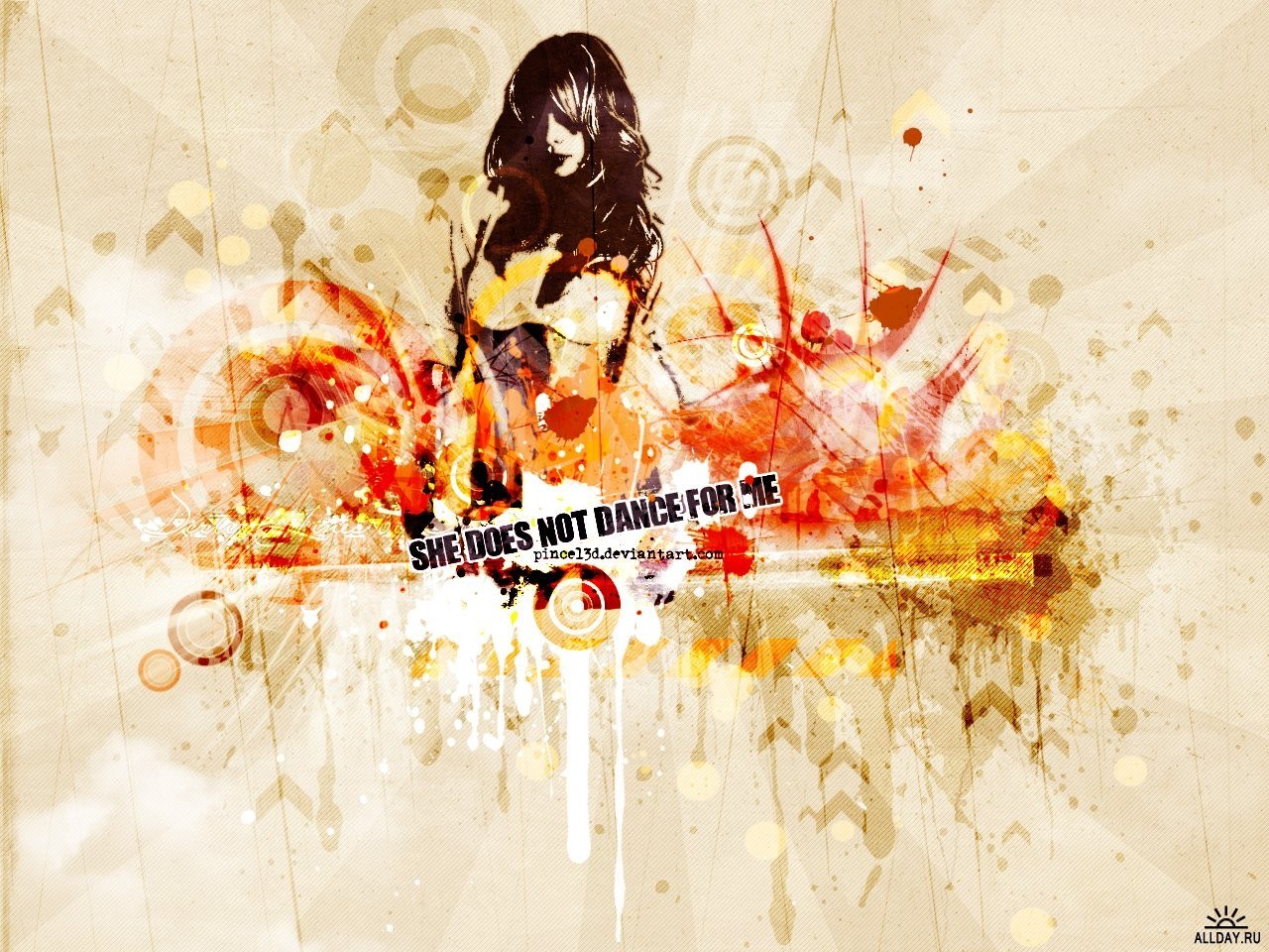 artistic woman with text