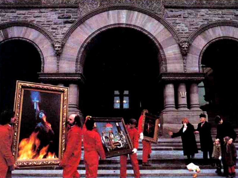 Artists burning paintings