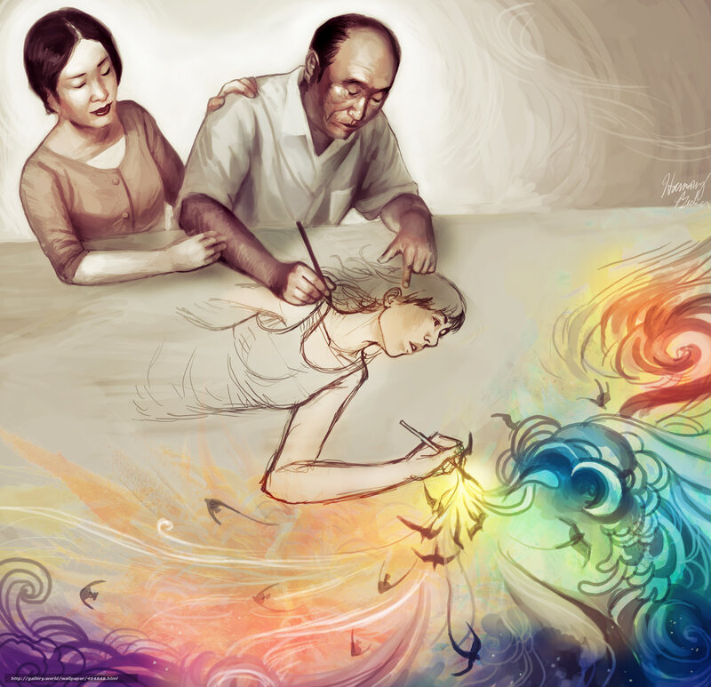 Artists creating a vibrant scene