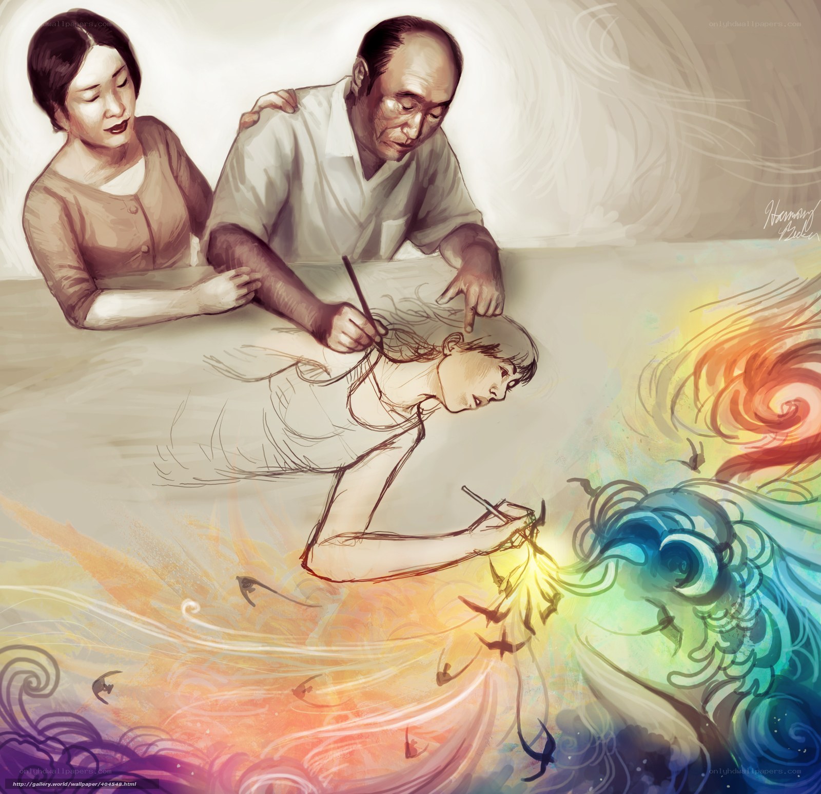 Artists creating a vibrant scene